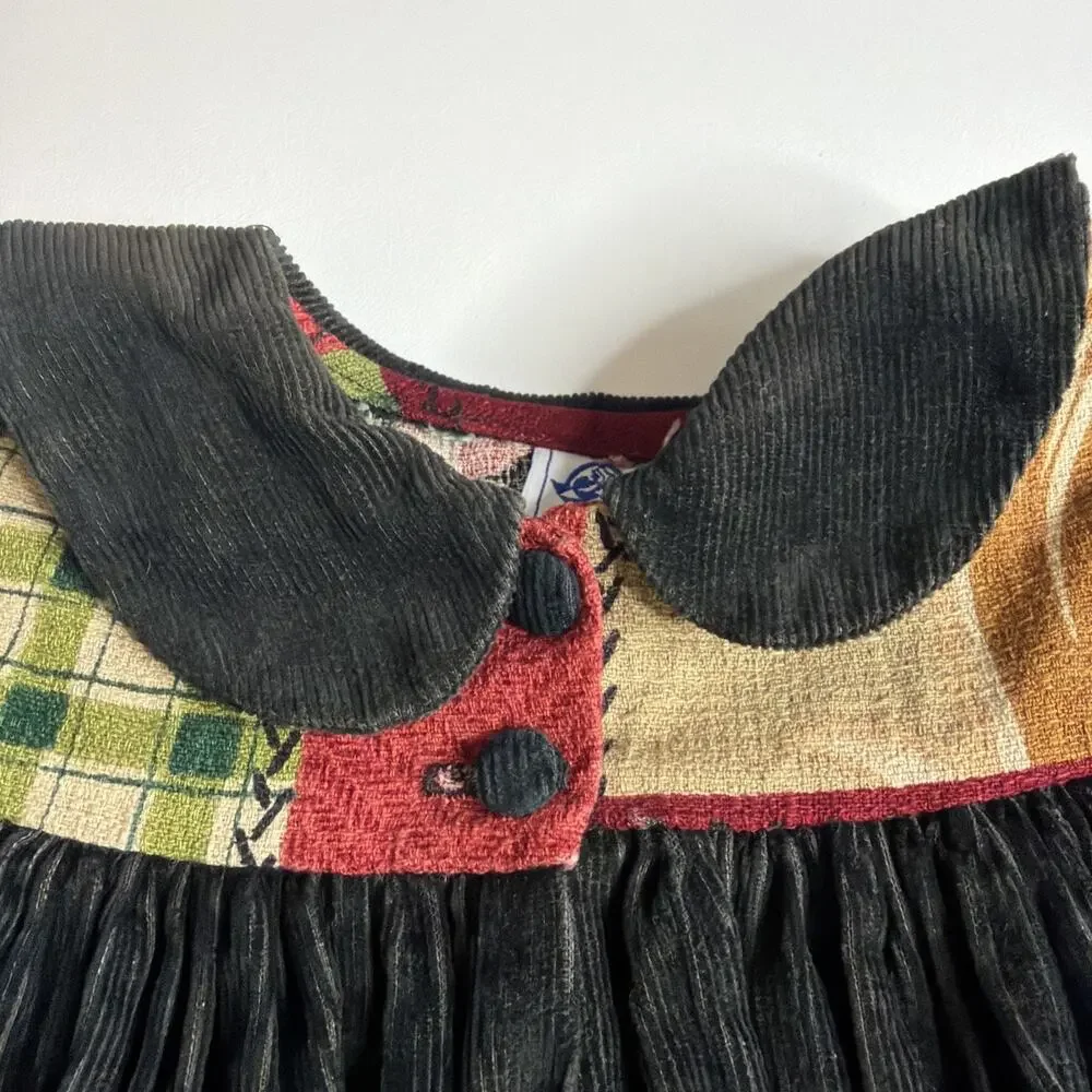 Vintage Traditions Pamela Kline Girls Dress Size 3T Corduroy Floral Cottagecore